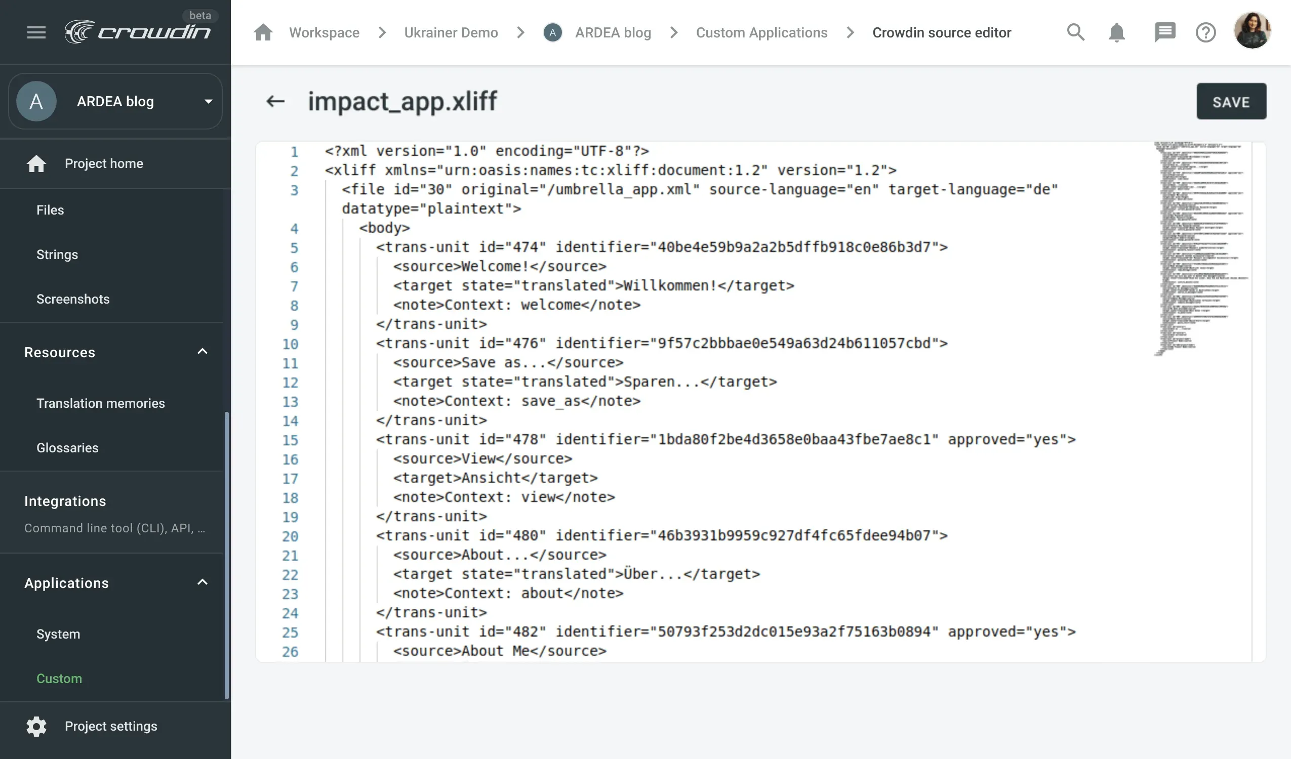 Screenshot of the Source Editor productivity app.